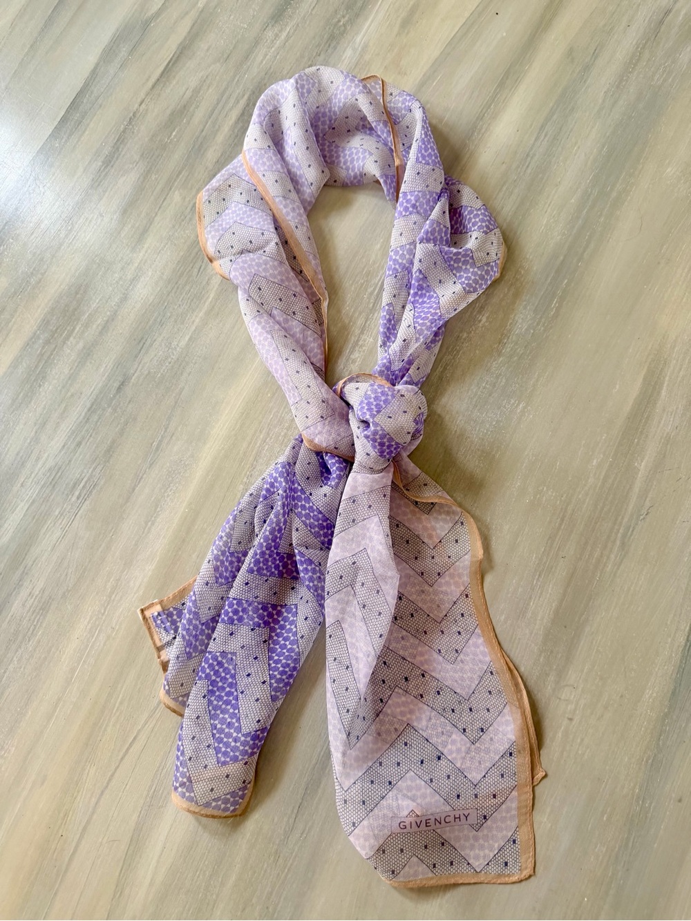 Givenchy Silk Scarf Chevron Lavender Purple Long 60” X 11”